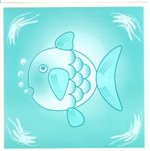 6 STICKERS  BLUE FISH
