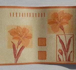BORD EN PAPIER AVEC EFFET GAUFRÉ FLEURS ORANGES