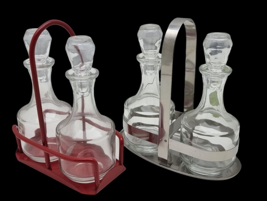 OLIO ACETO IN VETRO TRASPARENTE CON SUPPORTO IN ACCIAIO INOX 18/8 - immagine 3