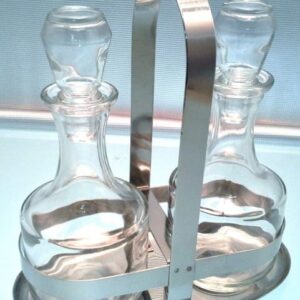 OLIO ACETO IN VETRO TRASPARENTE CON SUPPORTO  IN ACCIAIO INOX 18/8