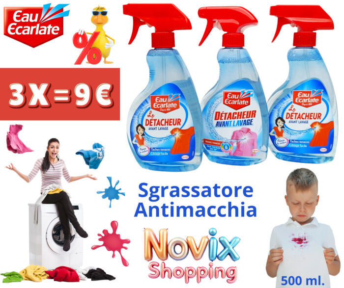 EAU ECARLATE Détachant pour tissus 500 ml. x 3 pièces