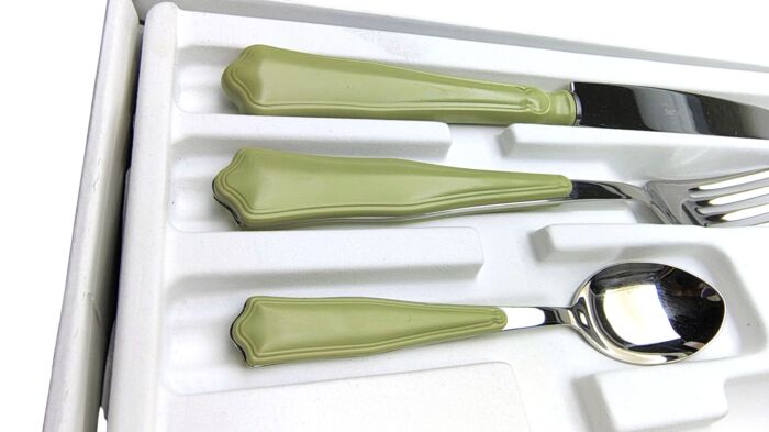 MORINOX COUVERTS OPÉRA 24 pcs. 6 PERSONNES INOX 18/10 et ABS VERT SAUGE - immagine 6