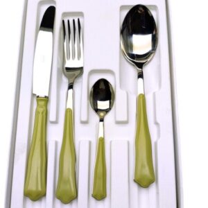MORINOX COUVERTS OPÉRA 24 pcs. 6 PERSONNES INOX 18/10 et ABS VERT SAUGE