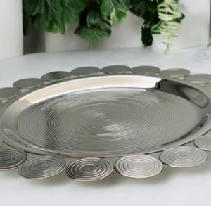 VASSOIO DECORATIVO CENTRO TAVOLA ACCIAIO INOX DIAM. 23 cm.