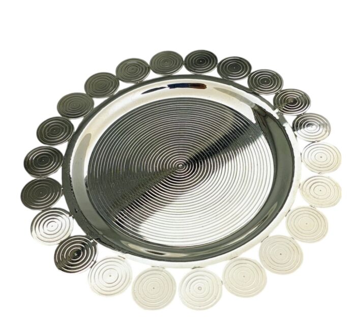 VASSOIO DECORATIVO CENTRO TAVOLA ACCIAIO INOX DIAM. 23 cm. - immagine 2