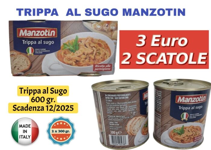 TRIPES À LA SAUCE MANZOTIN RECETTE AU PARMESAN 300 GR. X 2 - 600 GR