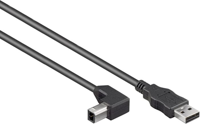 Cavo USB 2.0 High Speed M/M 2m, A Maschio a B Maschio Piegato a 90°, Cavo di Collegamento USB Per Scanner Ecc., Doppia