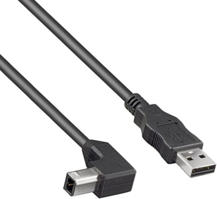 Cavo USB 2.0 High Speed M/M 0,5m, A Maschio su B Maschio Piegato a 90°, Cavo di Collegamento USB per Scanner ECC., Dop