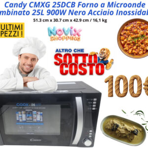 Candy CMXG 25DCB Forno a Microonde Combinato 25L 900W Nero Acciaio Inossidabile