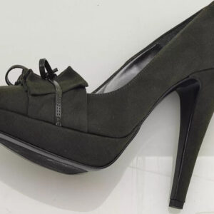 Scarpe donna décolleté tacco alto verde scuro vera pelle BY MARI