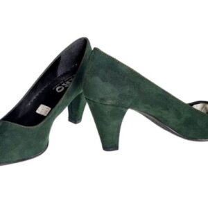 scarpe donna decolleté tacco alto verde scuro camoscio vera pelle tag 37 by riko