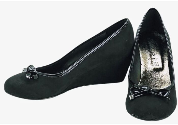 SCARPE DONNA DECOLLETE CON ZEPPA TACCO ALTO VERO VERA PELLE TAG. 39 BY MARI