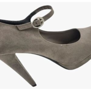 SCARPE DONNA DECOLLETE TACCO ALTO GRIGIO VERA PELLE CAMOSCIO TAG 36 BY ALYSA