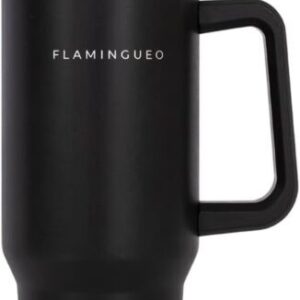 Taza térmica Flamingueo - Botella de agua con pajita negra