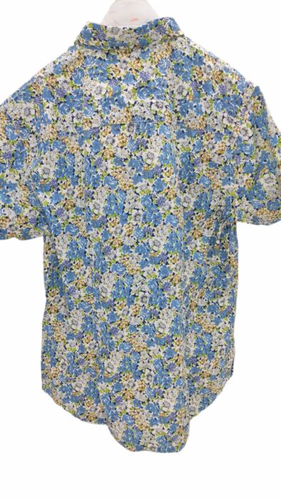 CHEMISE BLANCHE À FLEURS BLEUES MANCHES COURTES TAILLE M BY HEROD - immagine 2