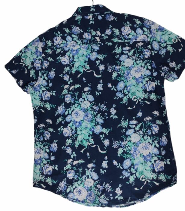 CHEMISE BLEUE FONCEE AVEC FLEURES BLEUES CLAIRES MANCHES COURTES TAILLE S BY LEE COOPER - immagine 3