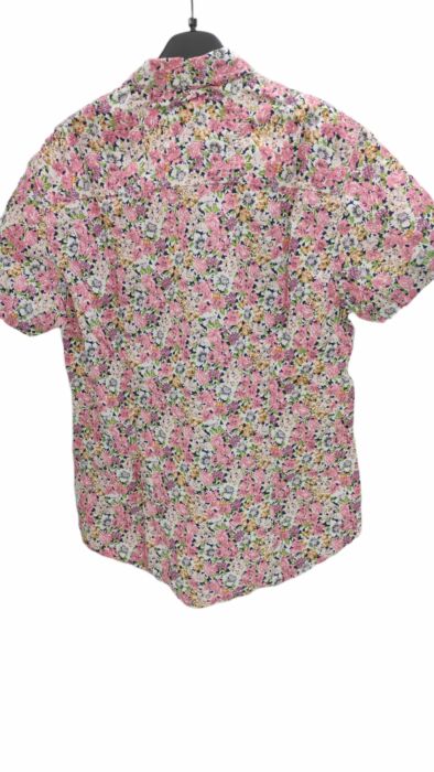 CHEMISE BLANCHE À FLEURS ROSES MANCHES COURTES TAILLE S BY HEROD - immagine 3
