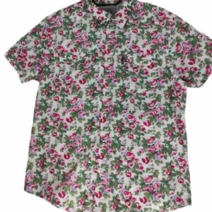 CHEMISE BLANCHE À FLEURS ROUGES TAILLE L PAR HEROD