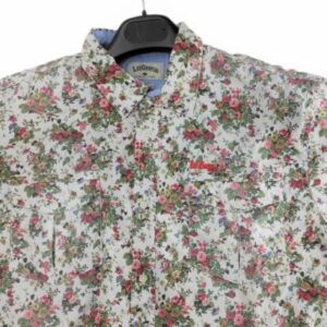 CHEMISE BLANCHE À FLEURS ROUGES MANCHES COURTES TAILLE L PAR LEE COOPER