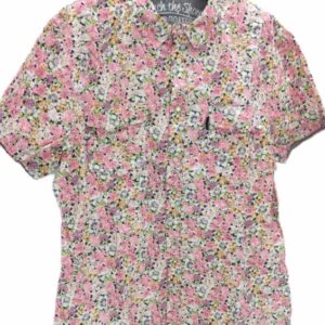 CHEMISE BLANCHE À FLEURS ROSES MANCHES COURTES TAILLE L BY HEROD