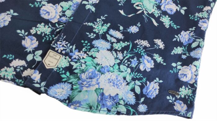 CHEMISE BLEU FONCÉ A FLEURES BLEUES CLAIRES MANCHES COURTES TAILLE M PAR LEE COOPER - immagine 3