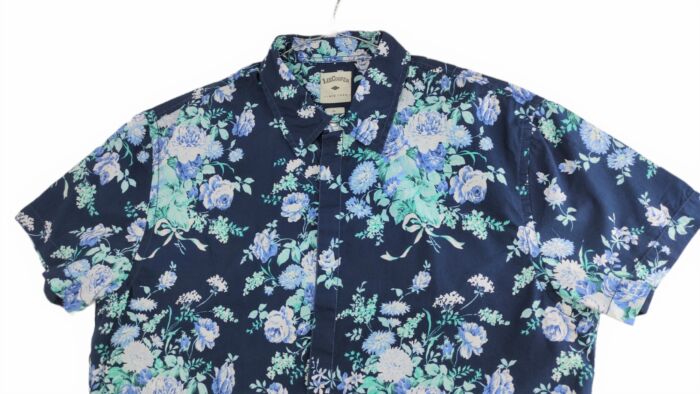 CHEMISE BLEU FONCÉ A FLEURES BLEUES CLAIRES MANCHES COURTES TAILLE M PAR LEE COOPER - immagine 4