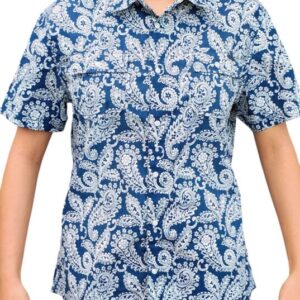 CHEMISE BLEUE À MOTIFS EN BLANC MANCHES COURTES TAILLE M PAR LEE COOPER
