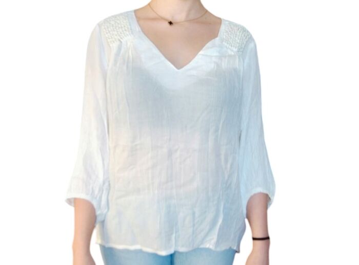MAGLIETTA DONNA BIANCA MANICHE A 3/4 TAG. XS, S, M, L, XL BY ORIGINAL MARINES