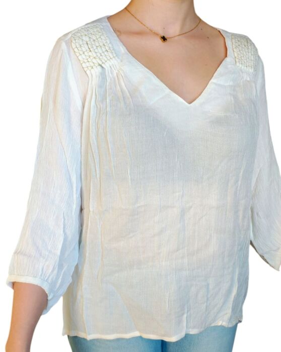 MAGLIETTA DONNA BIANCA MANICHE A 3/4 TAG. XS, S, M, L, XL BY ORIGINAL MARINES - immagine 2