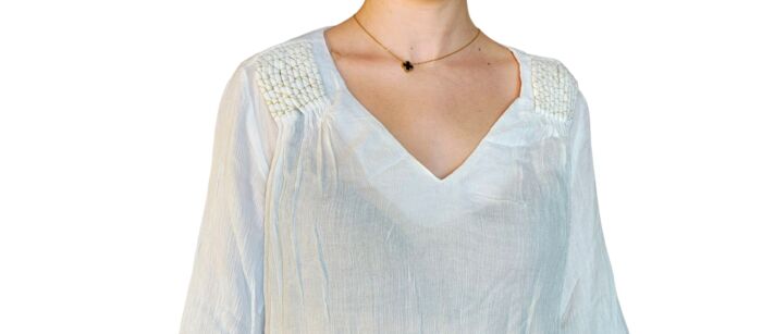 MAGLIETTA DONNA BIANCA MANICHE A 3/4 TAG. XS, S, M, L, XL BY ORIGINAL MARINES - immagine 3