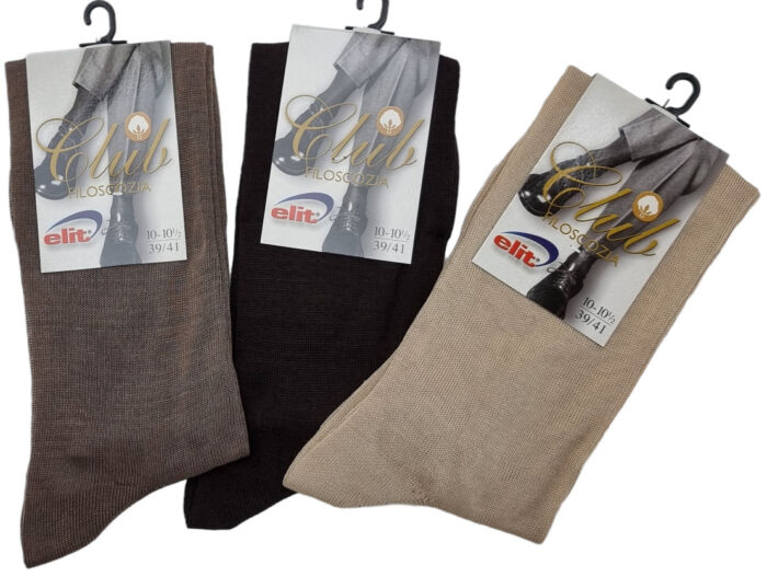 CALZINI UOMO FILO DI SCOZIA LUNGHI 3 PAIA BEIGE, MARRONE CHIARO E SCURO
