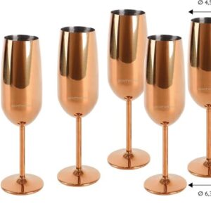 BICCHIERI FLUTE DA SPUMANTE IN METALLO 6 PZ