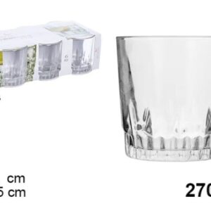 BICCHIERI IN VETRO (6 pz.) PER ACQUA VINO COCKTAI 270 ml. CASA RISTORANTE BAR PUB