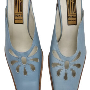 SCARPE SABOT DONNA VERA PELLE TACCO 7 cm.  TAG. 37