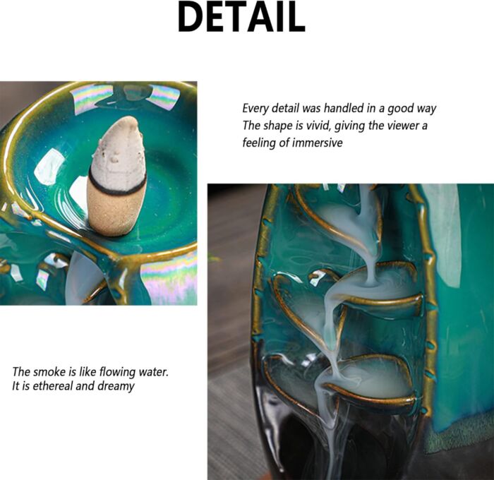 Portaincenso Bruciatore a Riflusso, Backflow in Ceramica per Aromaterapia Decorazioni - immagine 4