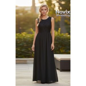 ABITO DONNA LUNGO ELEGANTE TOP IN PIZZO
