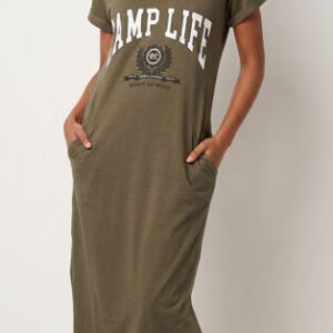 ABITO DONNA T-SHIRT VERDE MILITARE COTONE