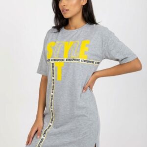 ABITO T-SHIRT  GRIGIO  “STYLE IT”  ORIGINALE CON PERLINE