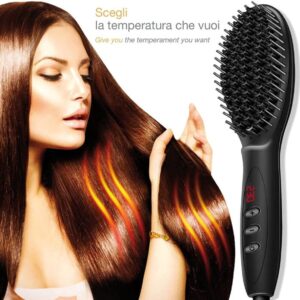 SPAZZOLA LISCIANTE PER CAPELLI IN CERAMICA LEEDYA CON DISPLAY DIGITALE