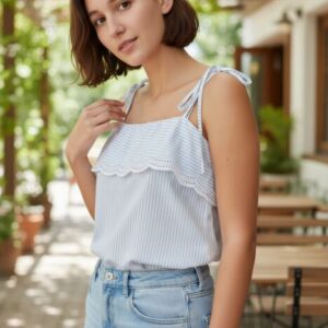 TOP DONNA A BLAZE BIANCO AZZURRO BY ORSAY
