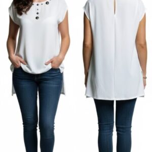 BLUSE DONNA BIANCO DAL TAGLIA DRITTO BY