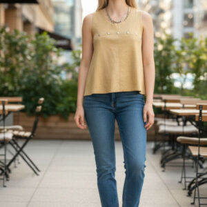 TOP SENZA MANICHE DONNA GIALLO CHIARO