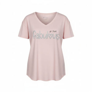 MAGLIETTA ORSAY ROSA CON SCRITTA  GLITTER ARGENTO