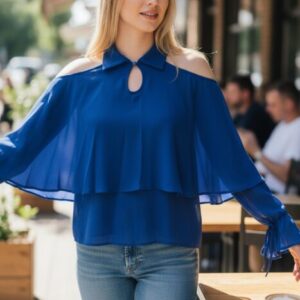 Blusa Fluida In Georgette Con Maxi Volant Rinascimento