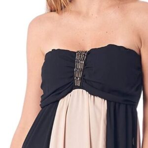 robe longue bustier bicolore rose et noire