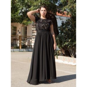 abito lungo di pizzo nero by HELLEN BARRETT