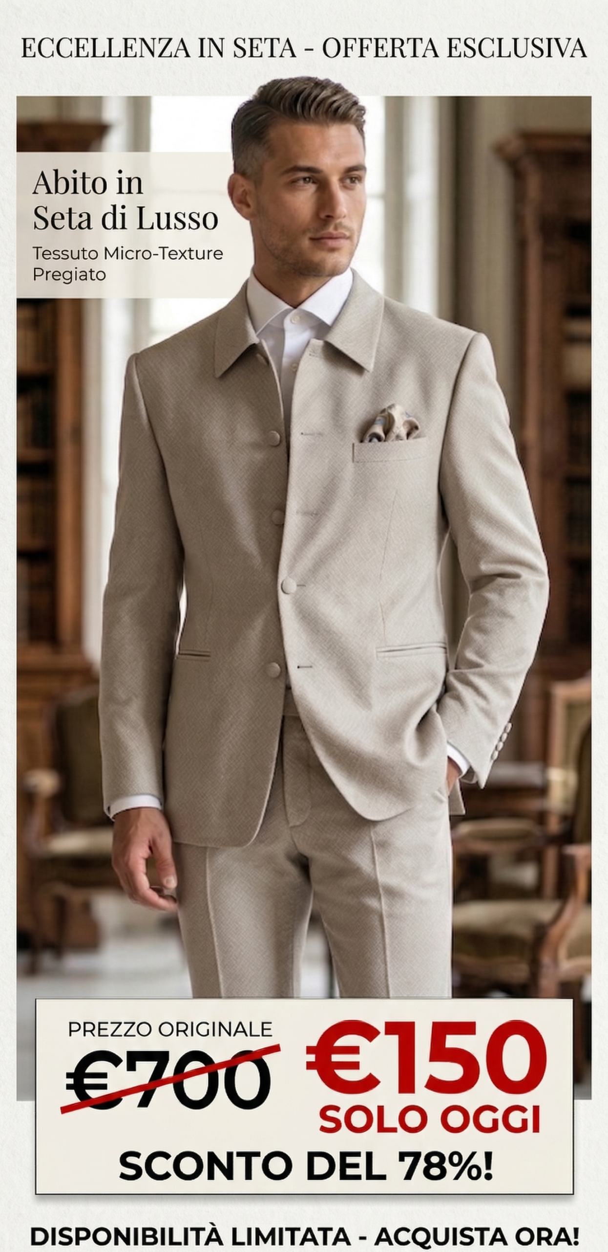 ABITO CERIMONIA UOMO BEIGE "NOGARA" TAG. 52