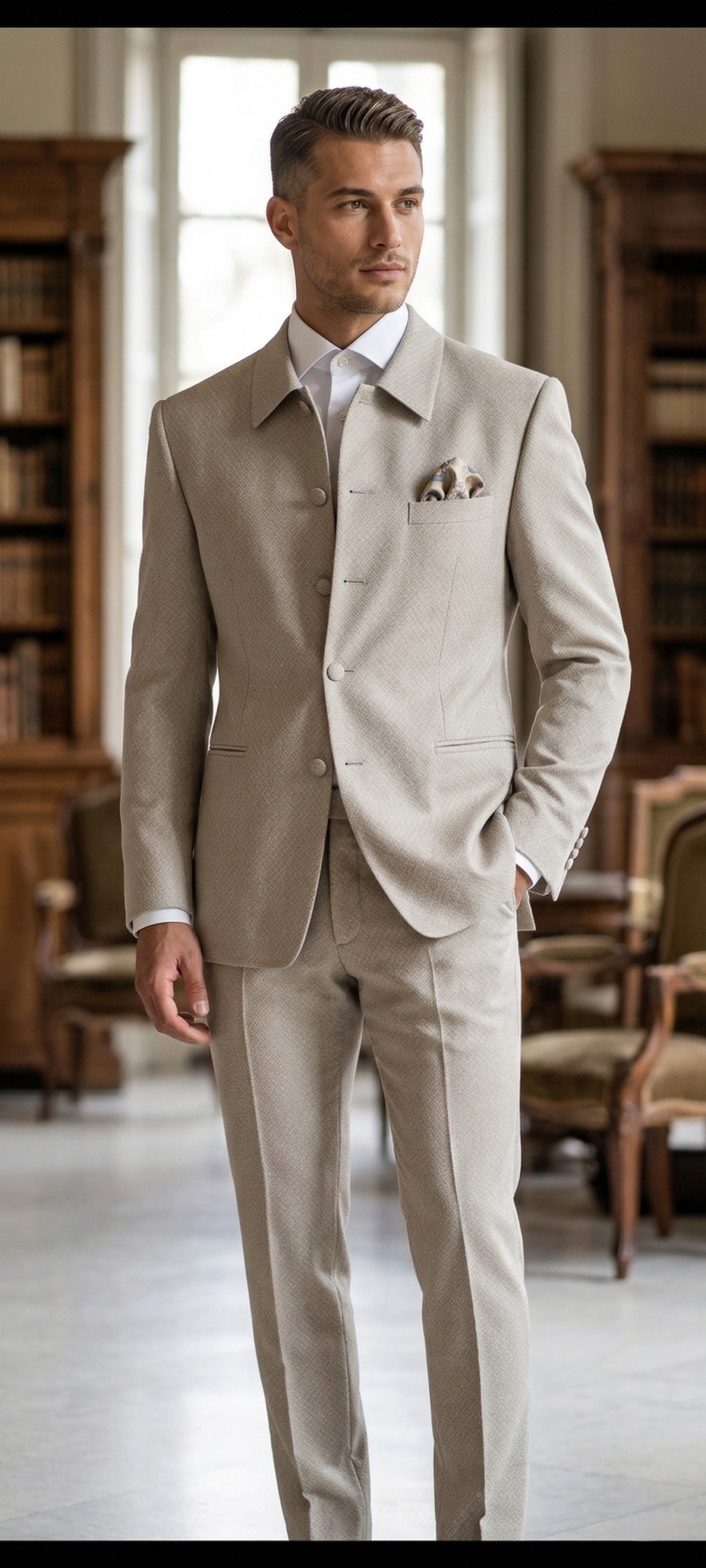 ABITO CERIMONIA UOMO BEIGE "NOGARA" TAG. 52 - immagine 2