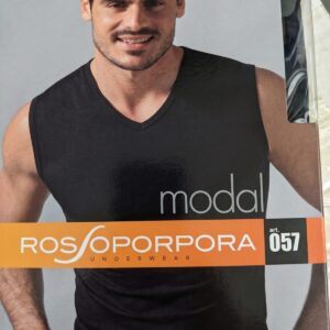 T-SHIRT A V SENZA MANICHE MODAL ROSSOPORPORA