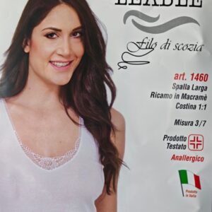 CANOTTA DONNA SPALLA LARGA IN FILO DI SCOZIA RICAMO MACRAMè - INTIMO